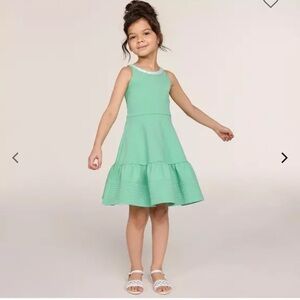 Janie and Jack Palm Beach Green Oval Trim Ponte Dress Girls Size 10